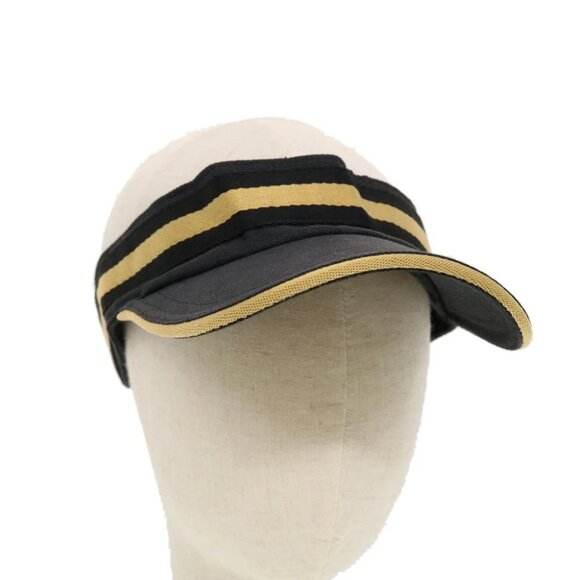 GUCCI GG Canvas Sherry Line Sun Visor S Black Gold 139315 Auth am4449 - Picture 1 of 12